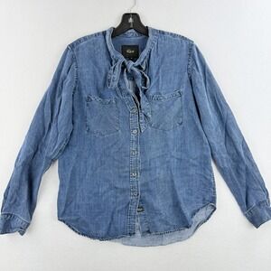 RAILS Rosalee Tie-Neck Chambray‎ Long Sleeve Denim Shirt Size XS Womens